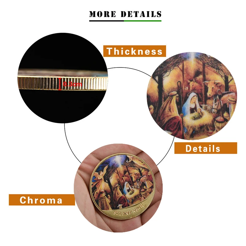 5 шт./лот позолоченные монеты Иисус Тихая Ночь принц мира евро коллекционные монеты россия для рождественского подарка