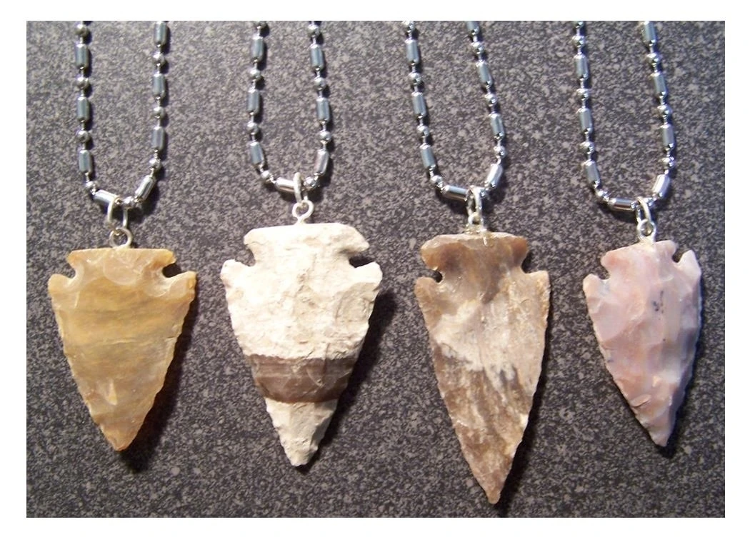 STAINLESS STEEL 18 BALL CHAIN NECKLACE W STONE ARROWHEAD PENDANT arrow head NEW