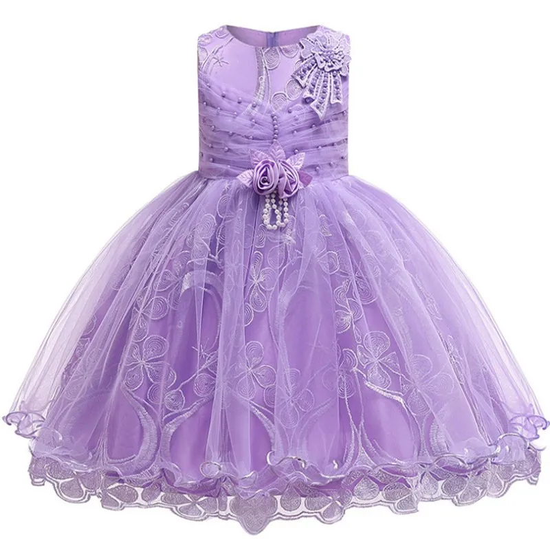 Кружевные платья для девочек с аппликацией; детское праздничное платье для дня рождения для девочек; детское Элегантное свадебное платье для девочек; одежда - Цвет: purple