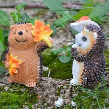 2 шт./лот Мини милый Ежик Украшения Сада открытый статуи фигурки животных из смолы кролик сад миниатюрный орнамент