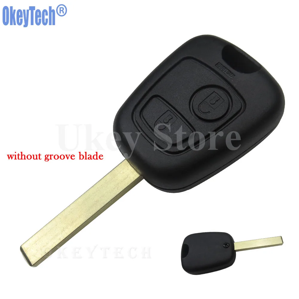 OkeyTech 2 Button Remote Car Key Case Shell For Peugeot 107 207 307 407 106 206 306 406 without Groove VA2 Blade Free Shipping