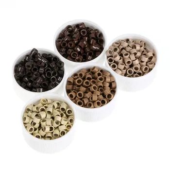 

Anmas Rucci 500pcs 4mm Size Silicone Lined Screw Inside Micro Ring Link Crimp Beads Feather Hair Extension