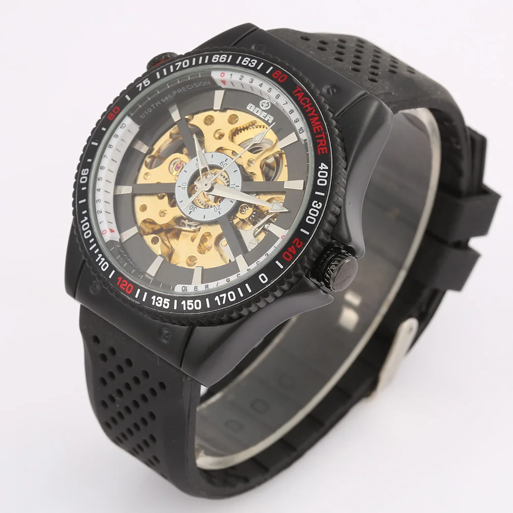 

GOER Luxury Watches Men High Quality Silicone Strap Skeleton Automatic Mechanical Watches Men Designer Watches Relogio Masculino