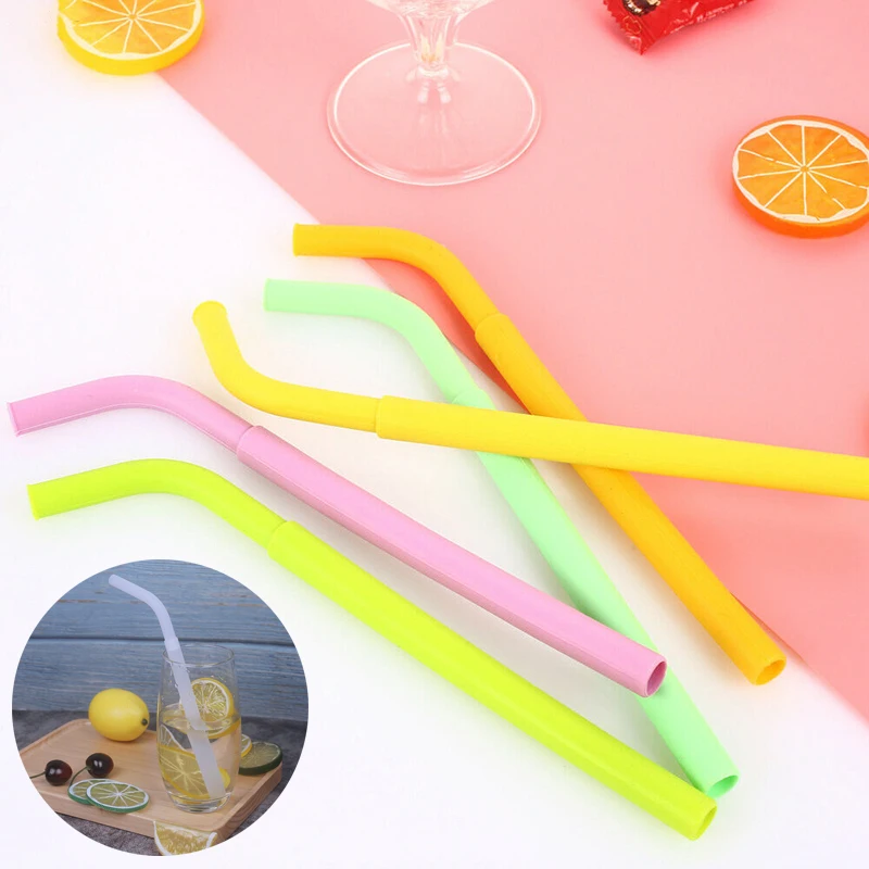 

Collapsible Silicone Straw Reusable Folding Drinking Straw with Carrying Case and Cleaning Brush for Travel, Home, Office Drinks