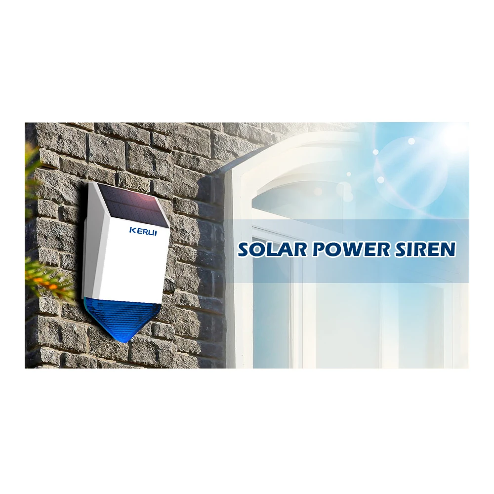 KERUI nuevo Flash inalámbrico estroboscópico al aire libre sirena a prueba de agua Alarma inalámbrica GSM sistema de Alarma de seguridad para el hogar carga de energía - 4