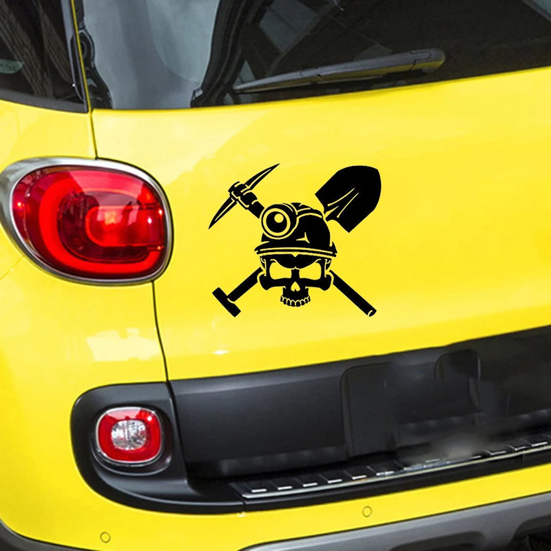 15.2*13.4CM Miners Personality Skull Car Stickers Stylish Cool Graphics Motorcycle Vinyl Decals