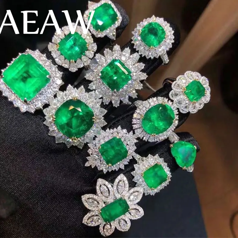 Ювелирные изделия AEAW, 18 карат, белое золото, 0.26ct, натуральный изумруд, ожерелье, подушка, огранка, зеленый драгоценный камень, ожерелье, Женские Ювелирные изделия