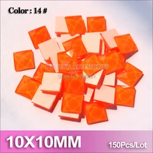 10X10 мм квадратные плоские стразы 14# цвет оранжевое стекло Strass 150 шт./пакет использовать DIY для сумок мобильного телефона оболочки