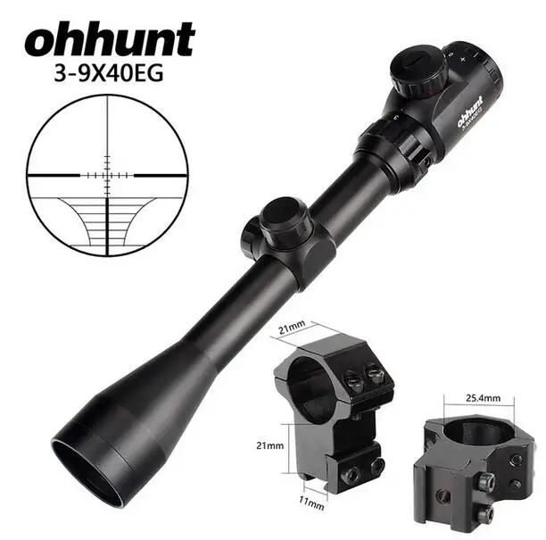 Ohhunt 3-9X40 дальномер Сетка Красный Зеленый с подсветкой прицел охотничий арбалет прицел для. 177. 22 калибра пневматические пистолеты