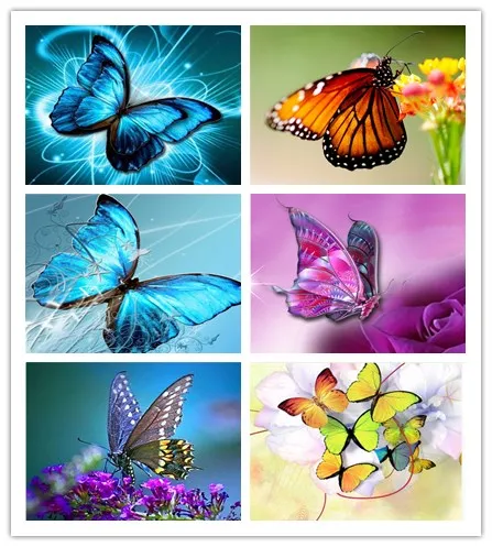 

DIY Diamond Painting Butterfly Flowers Cross Stitch Kits Full Diamond Mosaic Crystal Diamond Embroidery Patterns Rhinestones