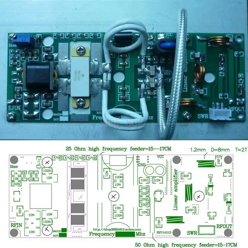 100 Вт FM VHF 80 МГц 170 RF усилитель мощности amp плата AMP наборы для Ham радио с MRF186
