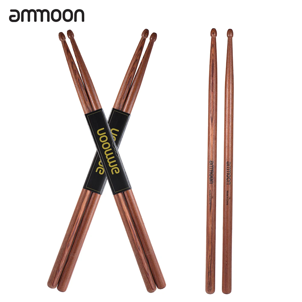 ammoon Standard 5A Wooden Drumsticks Drum Sticks Mahogany Wood Drum Set