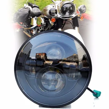 

7" LED Headlights For Harley Davidson Motorcycle moto Projector Lights Hi Lo bulbs Round Black / Chrome 40W