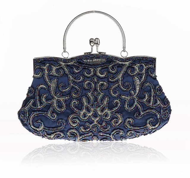 New Design Navy Blue Chinese Women Beaded Wedding Evening Bag Clutch New Design Navy Blue Chinese Women Beaded Wedding Evening Bag Clutch Handbag Stylish Bride Party Purse