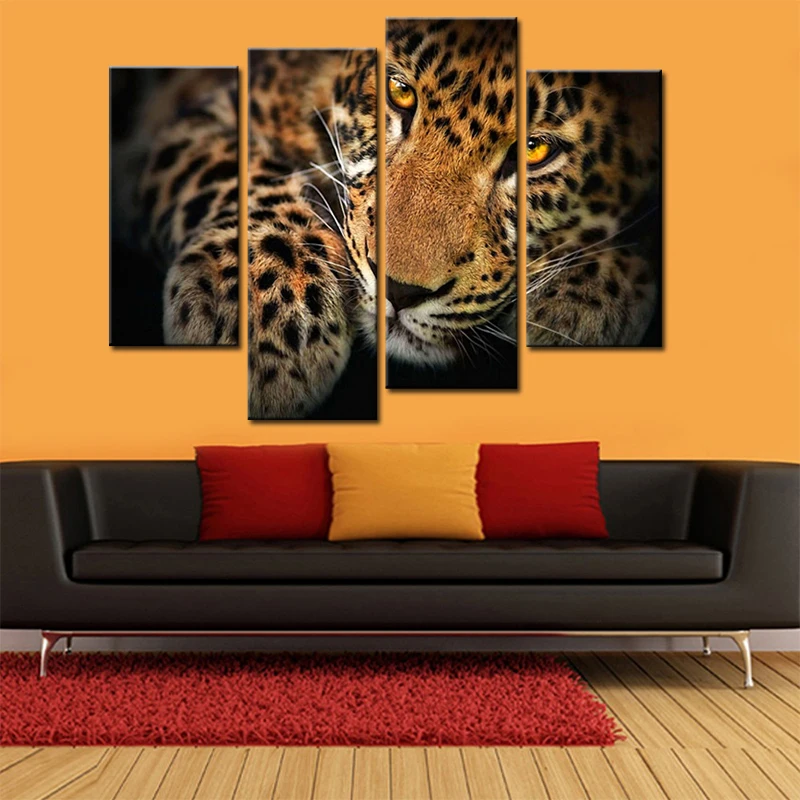 

Noah Art Unframed Black and Yellow Leopard Animals Canvas Print Poster Painting Picture Wall Art for Home Decor Gift 3 Panel