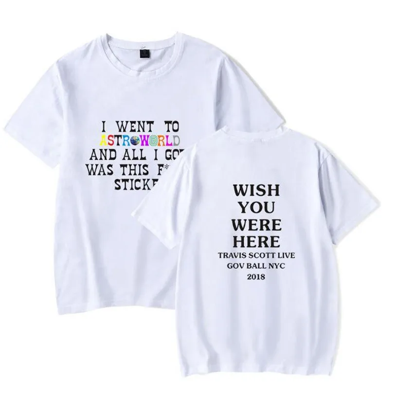 

Hip Hop Travis Scotts ASTROWORLD Harajuku T-shirts Men Clothes 2018 Tops Short Sleeve TShirt Print Plus Size 4XL