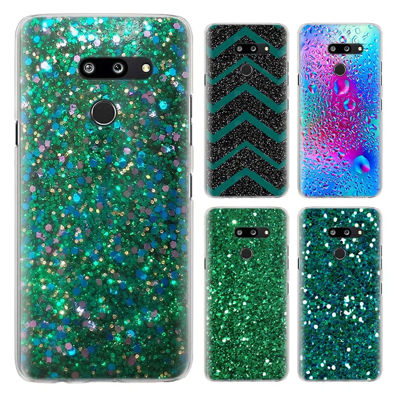 

Aqua Silver Green Mint Glitter Phone Cases for LG G7 G8 ThinQ G5 G6 V30 V40 V50 ThinQ Q6 Q7 Hard PC back cover case