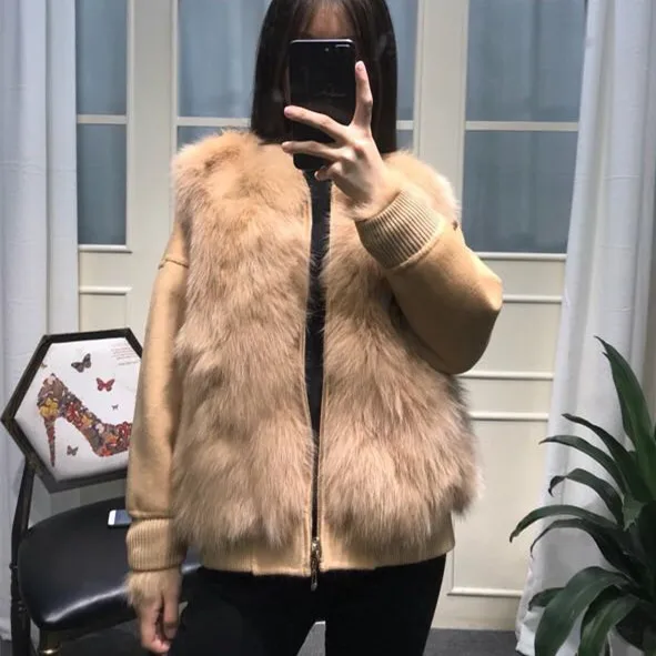 Real Fur Coat Winter Jacket Women Clothes 2018 Fox Fur Coat Parka Double-sided Wool Jacket Elegant Slim Short Coat