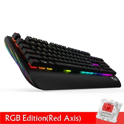 Royal Kludge Black Shodow металлическая панель RGB с подсветкой USB Проводная Механическая клавиатура, большая Подставка для рук черная, синяя, коричневая, красная ось - Цвет: Black Red Axis