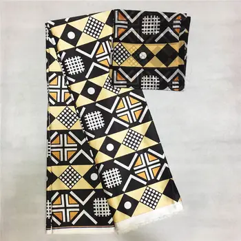 

New Silk Prints Fabric 2019 Ankara Satin Wax High Quality 5 yards African Fabric for Party Dress with chiffon scarf matching