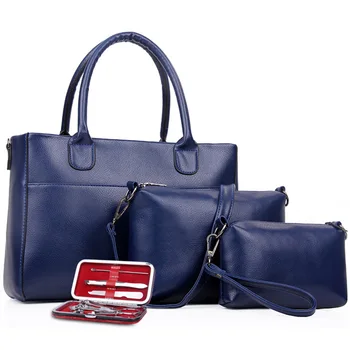 

2018 New Fashion Set 4Pcs Women Messenger Bags +handbags +shoulder Bag Purse Wallets Famous Brands Solid Leather Christmas Gifts