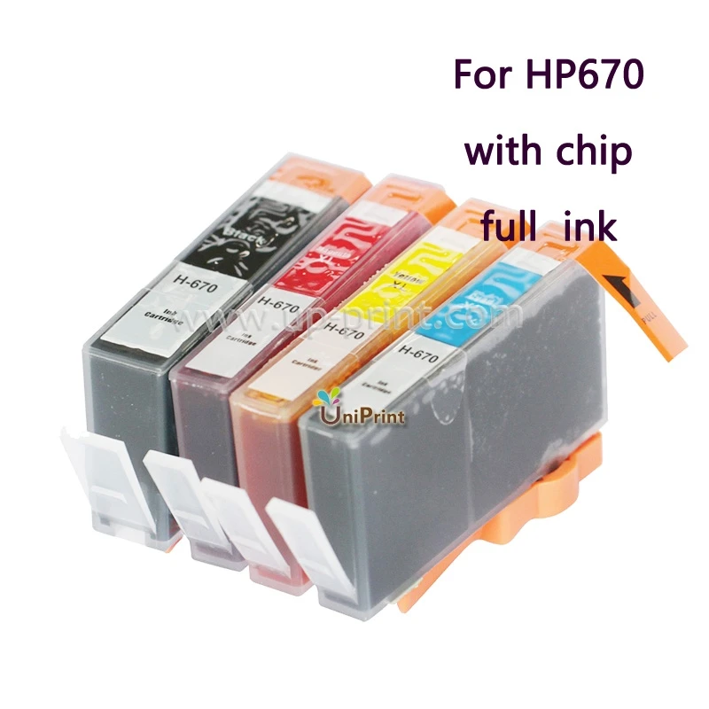 Up 4pcs Compatible Ink Cartridge For Hp670 670 Xl For Hp Deskjet 3525