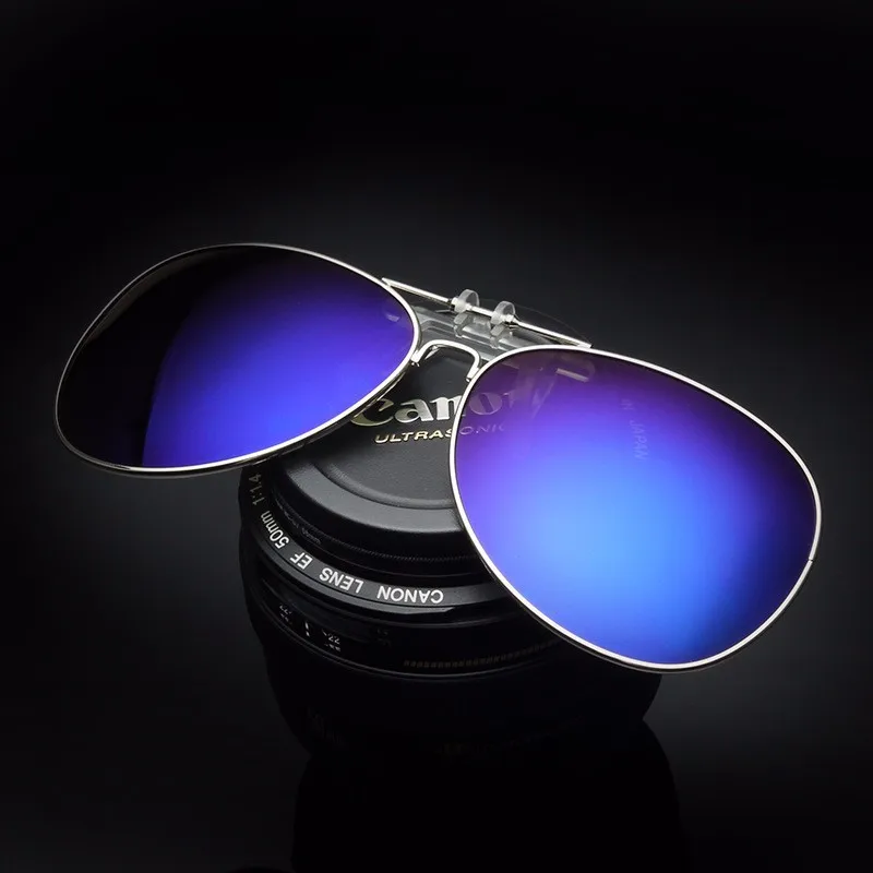 Многоцветная пленка поляризованные мужские солнцезащитные очки большие можно включить солнцезащитные очки es клип вождения стекло ночного видения клип 1062