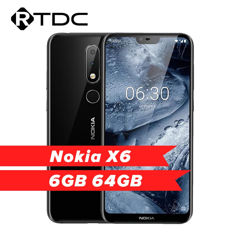 

Nokia X6 Android Smartphone 5.8 inch 18:9 FHD+ 6GB 64GB Octa Core 3060mAh 16.0MP+5.0MP Camera Fingerprint ID Mobile Phone