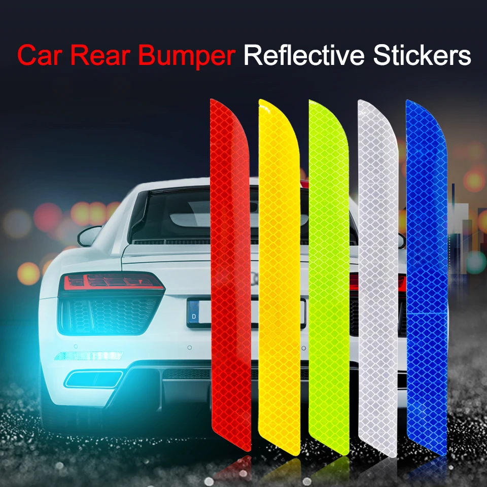 Car Rear Bumper Trunk Reflective Warning Strip Tape Safety Sticker Accessories