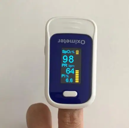 Сумка Andriod мобильных устройств Bluetooth 4,0 OLED на палец Пульсоксиметр Пальчиковый Пульсоксиметр pulso крови кислородом SpO2 монитор сатурации - Цвет: Blue