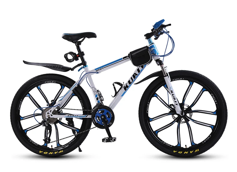 Горный велосипед, для спорта, для катания 27-Скорость 26-дюймовый одного колеса амортизатор мужского и женского пола для взрослых с шоссейный велосипед двойной дисковый тормоз - Цвет: White blue