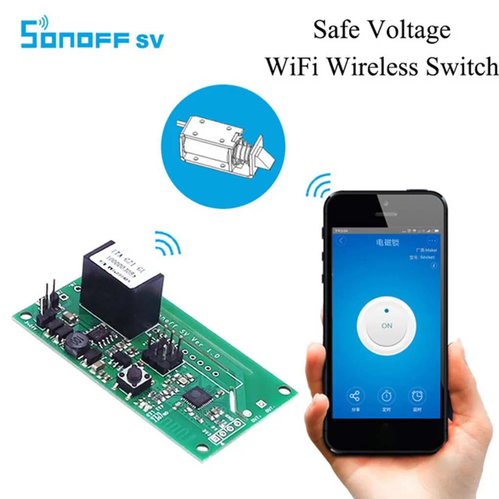 

SONOFF SV Safe Voltage Long Distance Remote Timing WiFi Wireless Switch Module for IOS/Android Smart Home