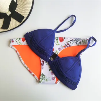 

2018 New Sexy Micro Triangle Bikinis Set Neoprene Push Up Women Vintage Tong String Swimsuit Brazilian Beach Bathing Swimwear