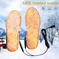 1 пара USB Подогреваемые ботинки стельки плюшевые пленки нагреватель теплые носки с электроподогревом колодки ноги