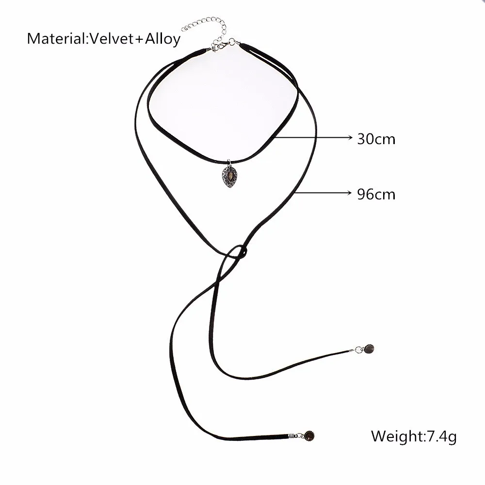 GEREIT модный винтажный черный Канат длинное ожерелье для женщин из искусственной замши перо Мода бархат Капля воды, чокер ожерелье s Collier Femme
