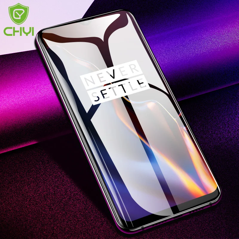 

CHYI Curved edge Glass For Oneplus 6T Full glue Cover Round Edge 1+6 Screen Protector One Plus 6 Glass Not Occlusion display