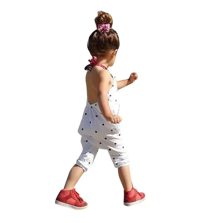 Sunmmer/модные комбинезоны в горошек на лямках для маленьких девочек; комбинезоны; штаны; одежда; P30