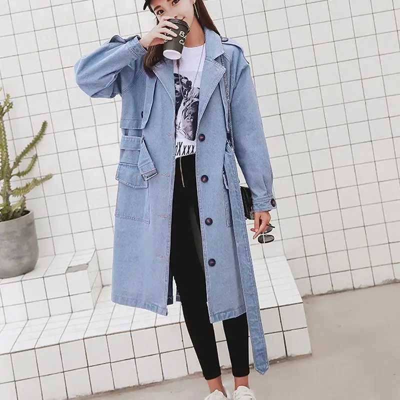 

Autumn Coat Women Denim Jacket Loose Tie Long Windbreaker Maternity Jacket Maternity Clothes Winter Women Cloak Coats Fashion
