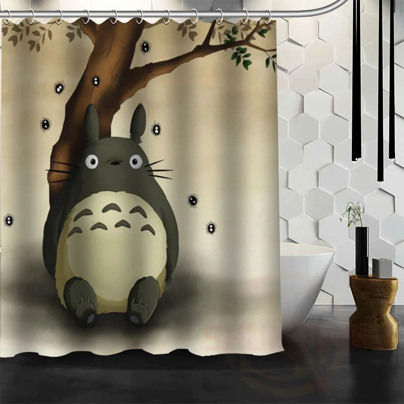 

Japan Decorative Fabric Shower Curtain Set Non-Slip Bathroom Totoro Mats Home Room Doormat Freeship Japan Anime Cute Design