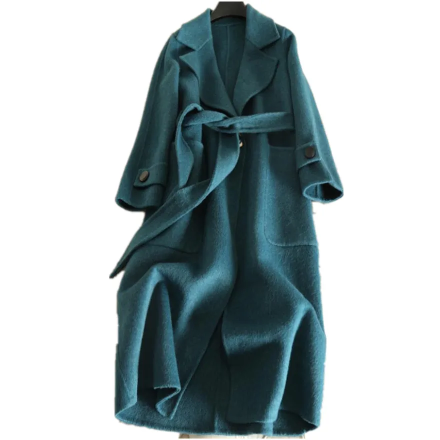 2018 Autumn Winter Fashion Women Wool Cashmere Coat Double Side Wool Coat Turn-Down Collar slim coat 2018 Autumn Winter Fashion Women Wool Cashmere Coat Double Side Wool Coat Turn-Down Collar slim coat