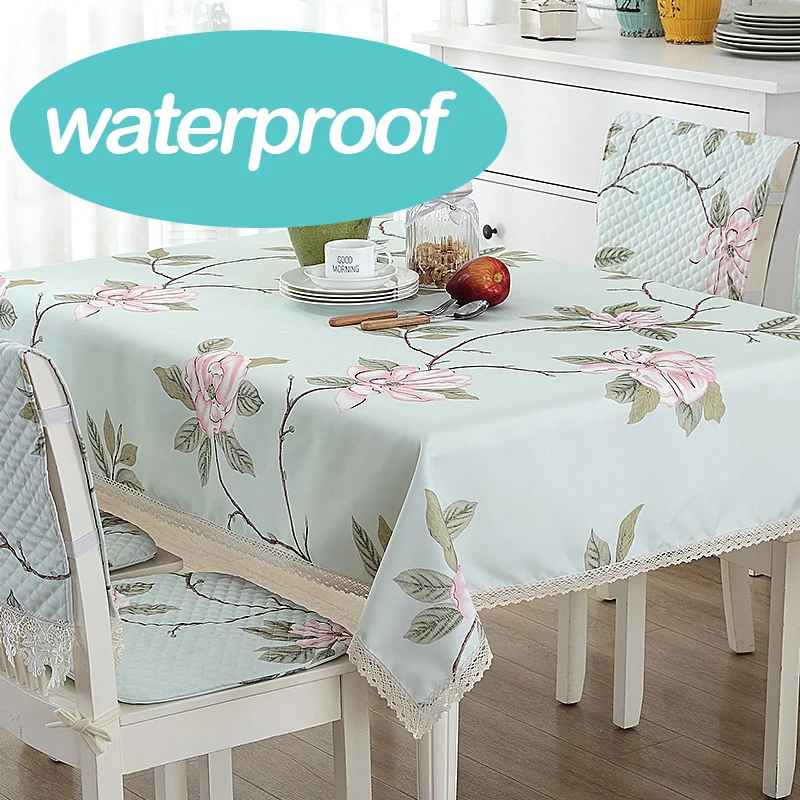 

Round table cover dinning table oilskin fabric tarpaulins wedding Magnolia square linen tablecloth floral waterproof Wipe Clean