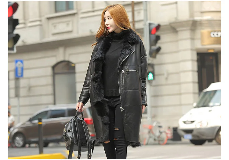 women natural sheep skin leather coat fur inside (6)