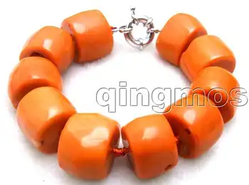 

Beautiful! Big 15-20mm GENUINE Thick Slice Orange NATURAL Coral Long 8.5-9" bracelet-bra225 wholesale/retail Free shipping