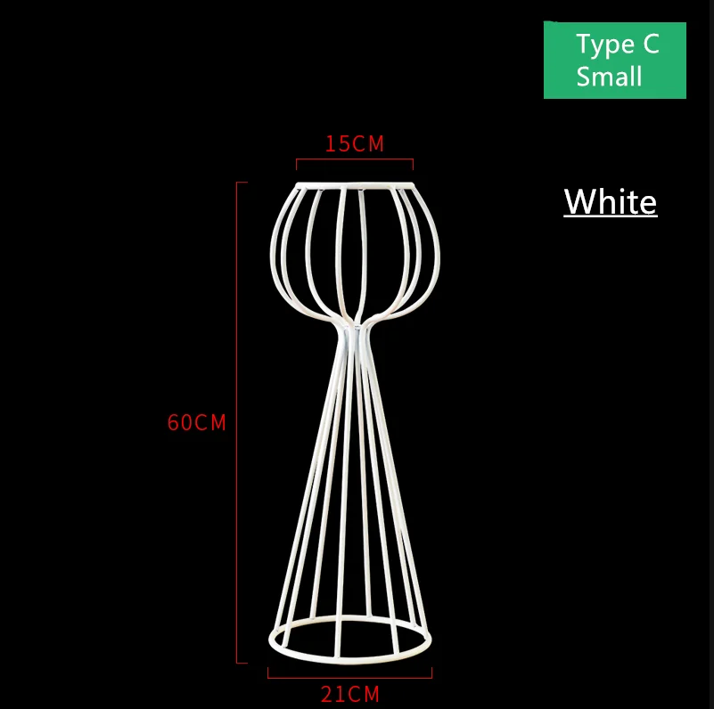 Железная Цветочная подставка, ваза, свадебные реквизиты, кованый искусственный цветочный стол, Центральные элементы, дорога, цветочный шар, ваза, золото, белый цвет, 4 шт - Цвет: C small white