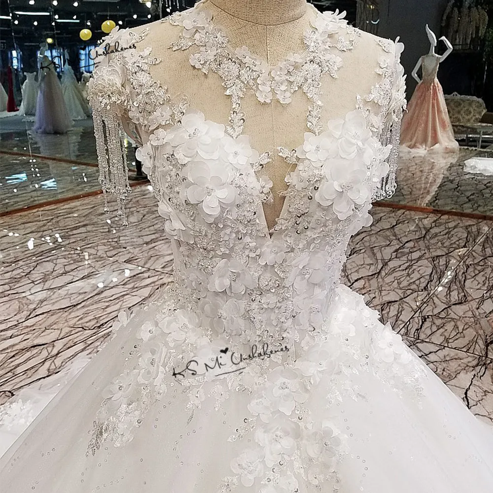 Vestido de Noiva Casamento свадебные платья принцессы с цветами винтажное бальное платье невесты китайское кружевное свадебное платье с блестками