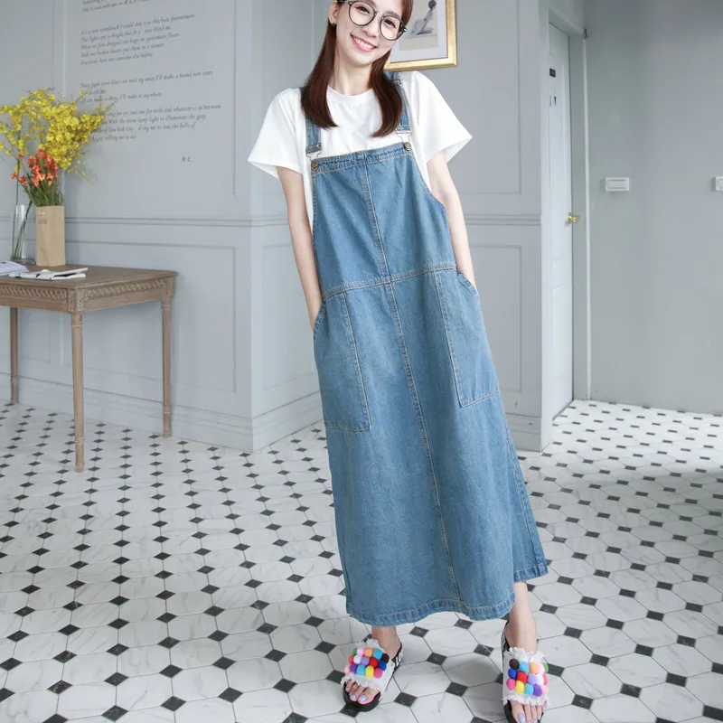 overall long dress denim