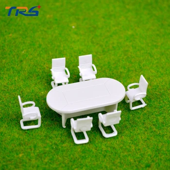 

5sets plastic model meeting room table and chairs scale model furniture toy