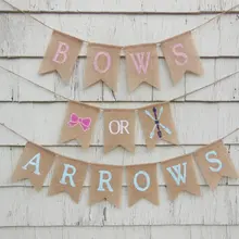 На заказ знак банты или стрелы пол раскрывает мешковины баннеры день рождения, детский душ детской комнаты вечерние тканевые гирлянды фото реквизит