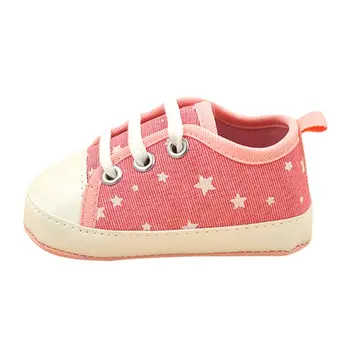 

Newborn Baby Toddler Soft Sole Kids Shoes Canvas Prewalker Lace Up Sneaker 0-18M