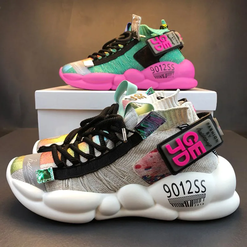 

2019 Chunky Sneakers Platform Women Multi Color Thick Sole Ladies Female Chunky Shoes Women Casual Platform Sneakers 5cm Newest